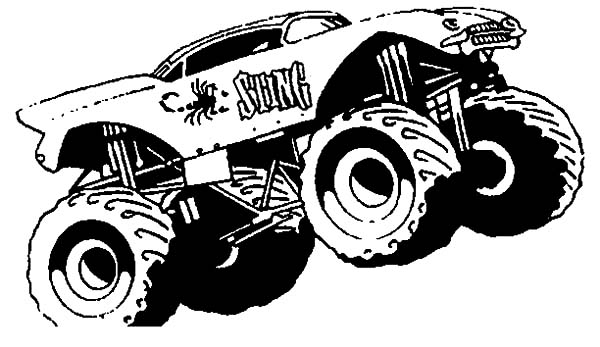 Dibujo para colorear: Camión Monstruo (Transporte) #141425 - Dibujos para Colorear e Imprimir Gratis