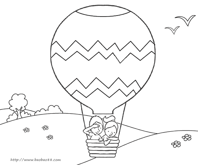 Dibujo para colorear: Hot air balloon (Transporte) #134604 - Dibujos para Colorear e Imprimir Gratis