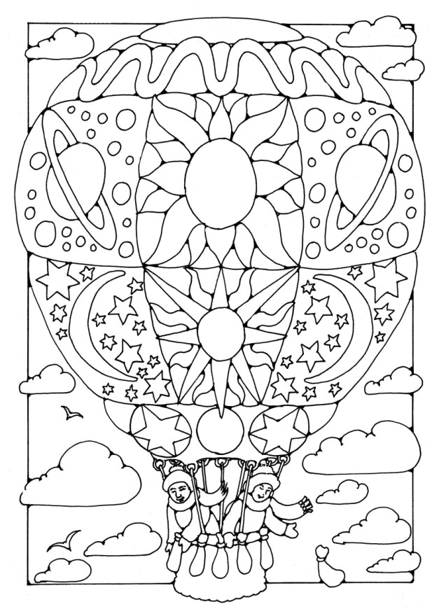Dibujo para colorear: Hot air balloon (Transporte) #134616 - Dibujos para Colorear e Imprimir Gratis