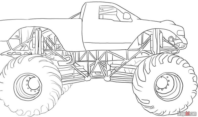 Dibujo para colorear: Monster Truck (Transporte) #141294 - Dibujos para Colorear e Imprimir Gratis