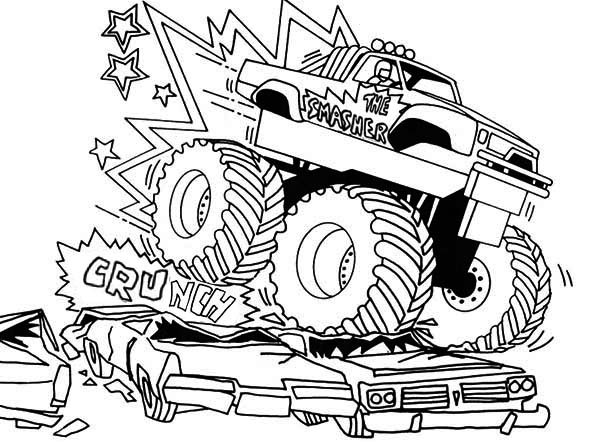 Dibujo para colorear: Monster Truck (Transporte) #141322 - Dibujos para Colorear e Imprimir Gratis