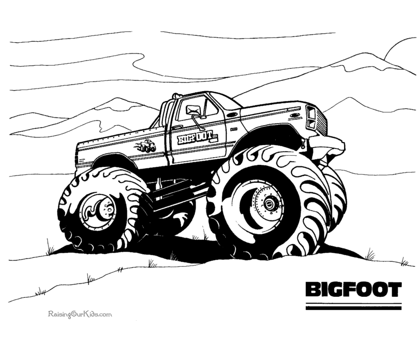 Dibujo para colorear: Monster Truck (Transporte) #141419 - Dibujos para Colorear e Imprimir Gratis