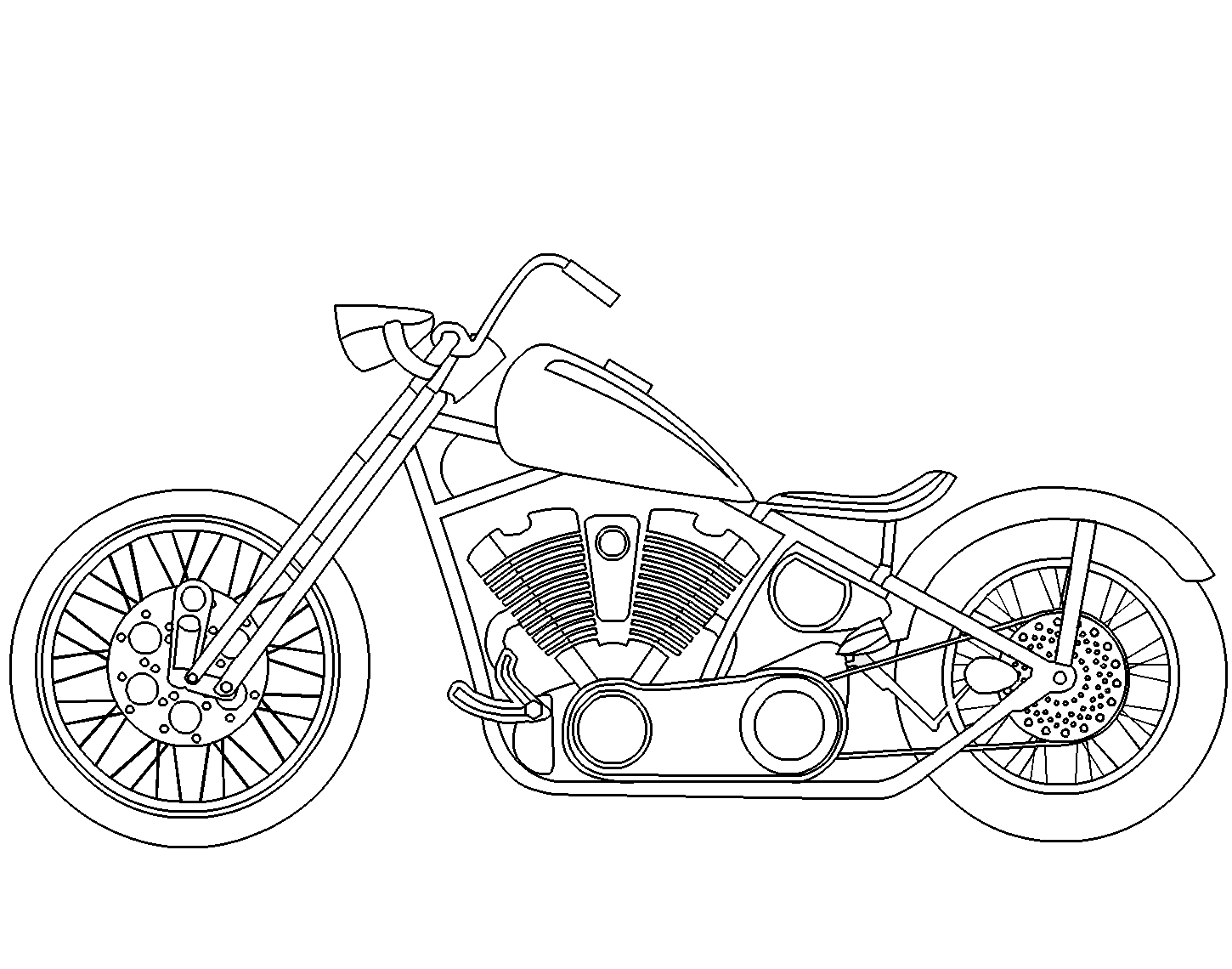 Dibujo para colorear: Motorcycle (Transporte) #136302 - Dibujos para Colorear e Imprimir Gratis