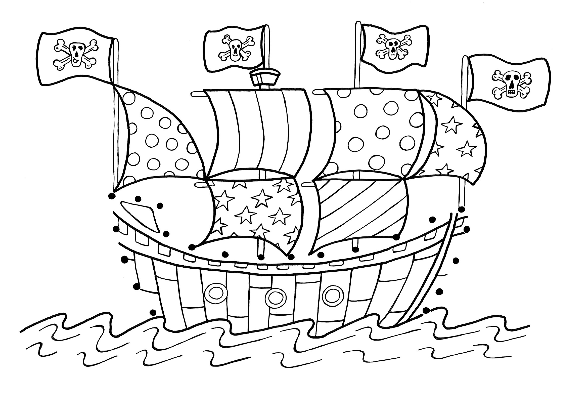 Dibujo para colorear: Pirate ship (Transporte) #138215 - Dibujos para Colorear e Imprimir Gratis