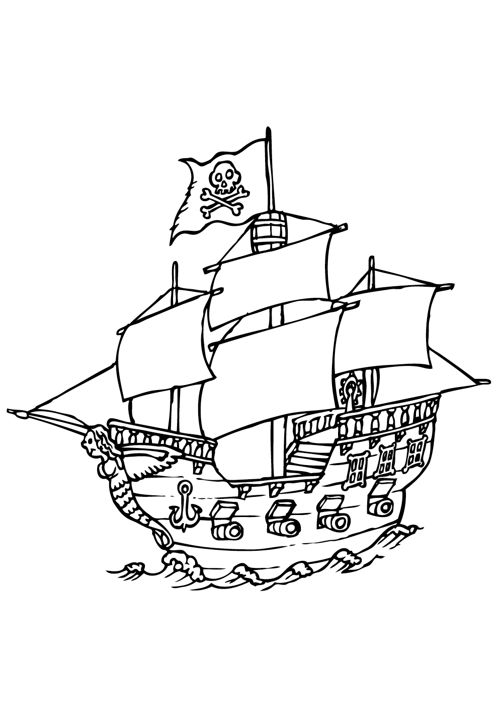 Dibujo para colorear: Pirate ship (Transporte) #138247 - Dibujos para Colorear e Imprimir Gratis