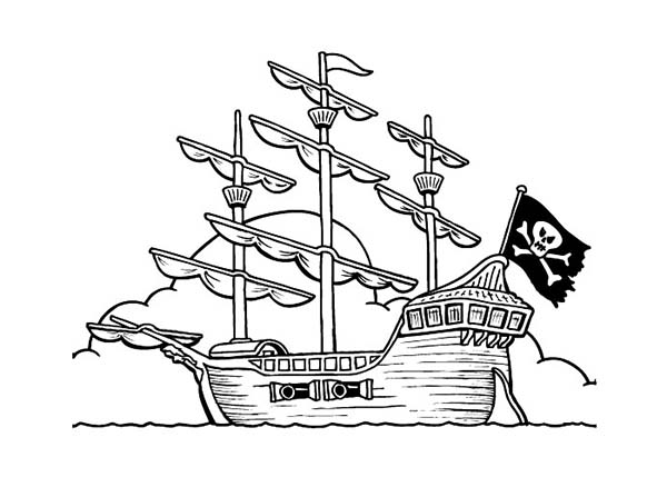 Dibujo para colorear: Pirate ship (Transporte) #138270 - Dibujos para Colorear e Imprimir Gratis