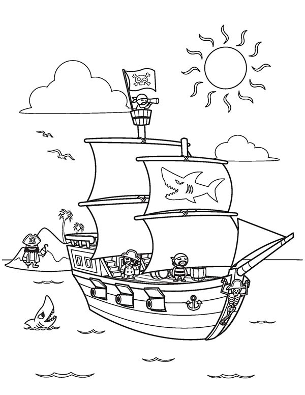 Dibujo para colorear: Pirate ship (Transporte) #138303 - Dibujos para Colorear e Imprimir Gratis