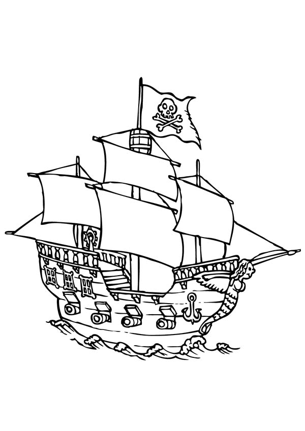 Dibujo para colorear: Pirate ship (Transporte) #138349 - Dibujos para Colorear e Imprimir Gratis