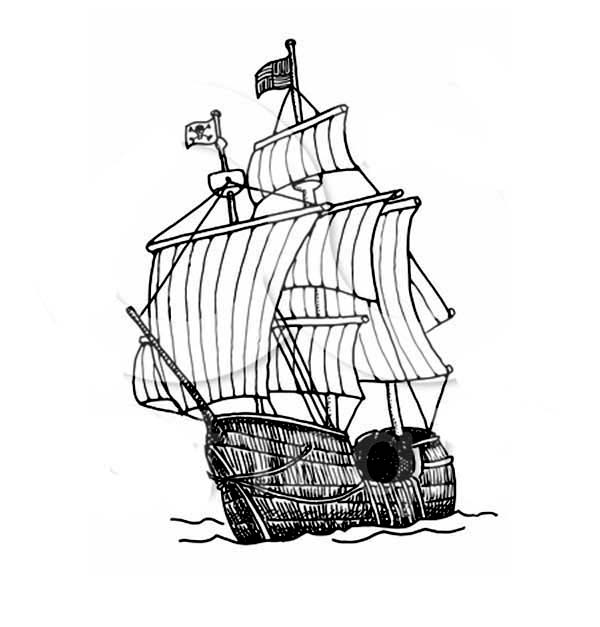 Dibujo para colorear: Pirate ship (Transporte) #138404 - Dibujos para Colorear e Imprimir Gratis