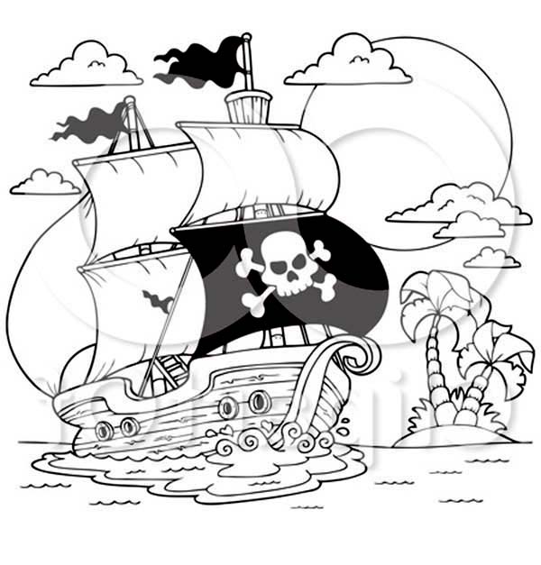 Dibujo para colorear: Pirate ship (Transporte) #138411 - Dibujos para Colorear e Imprimir Gratis