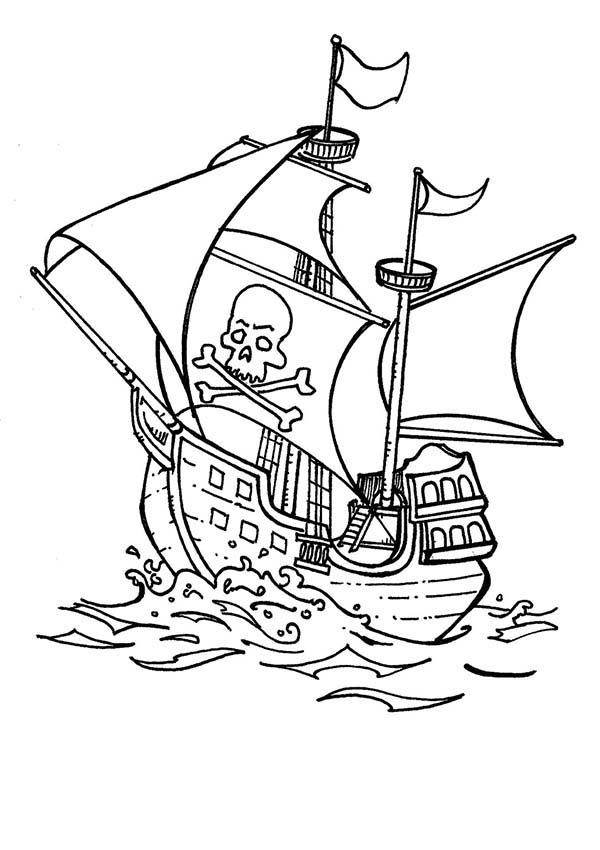 Dibujo para colorear: Pirate ship (Transporte) #138413 - Dibujos para Colorear e Imprimir Gratis
