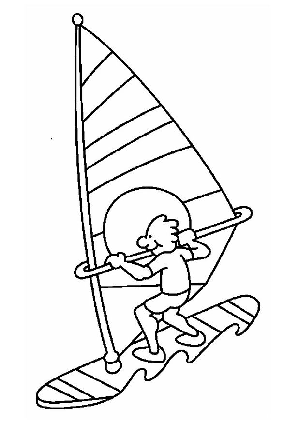 Dibujo para colorear: Sailboard / Windsurfing (Transporte) #144049 - Dibujos para Colorear e Imprimir Gratis