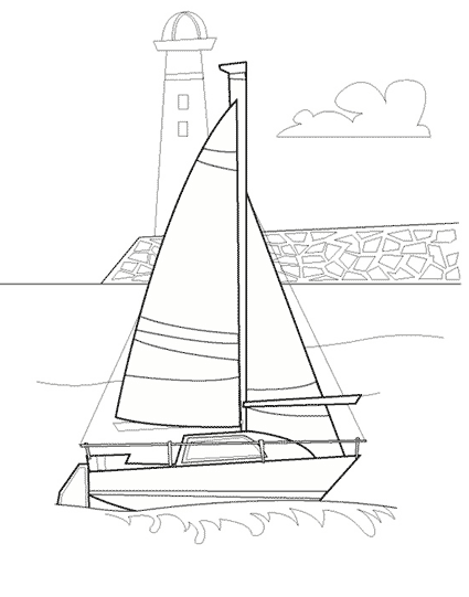 Dibujo para colorear: Sailboat (Transporte) #143603 - Dibujos para Colorear e Imprimir Gratis