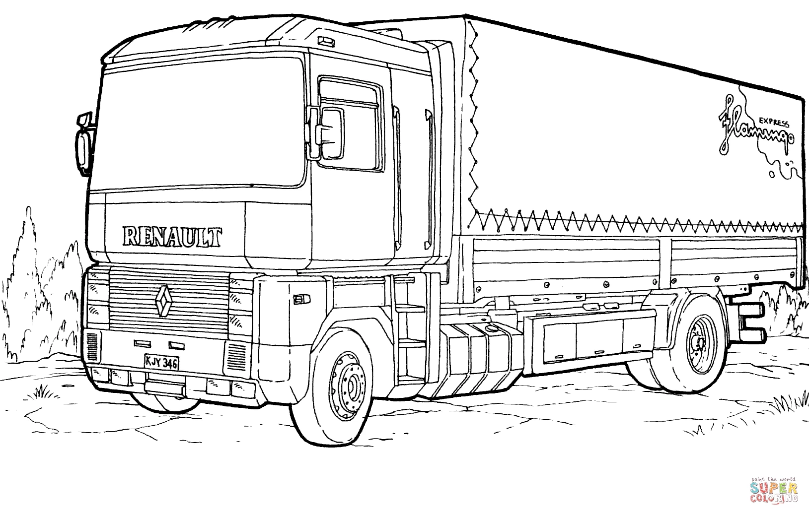 Dibujo para colorear: Semirremolque (Transporte) #146726 - Dibujos para Colorear e Imprimir Gratis