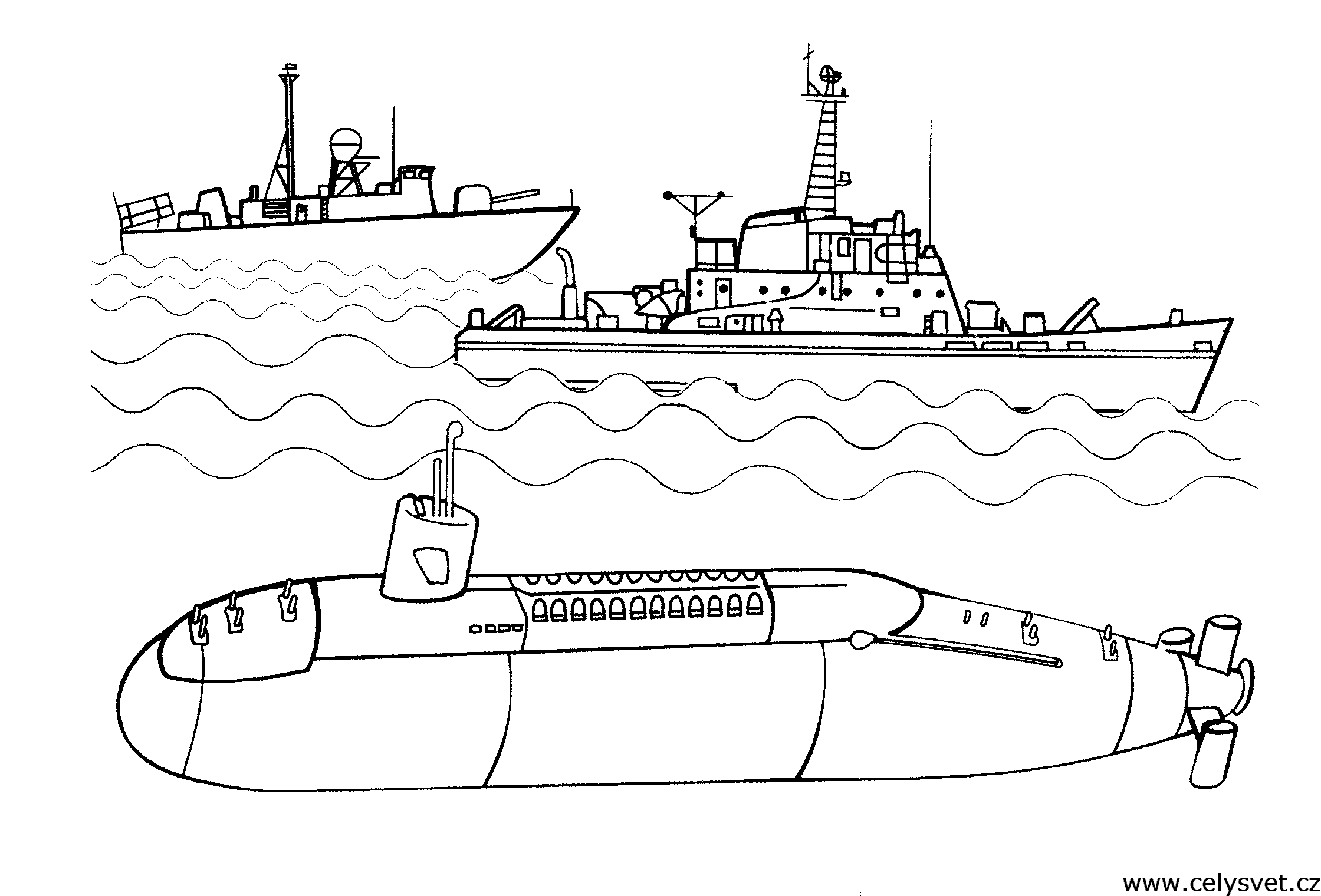 Dibujo para colorear: Submarine (Transporte) #137761 - Dibujos para Colorear e Imprimir Gratis