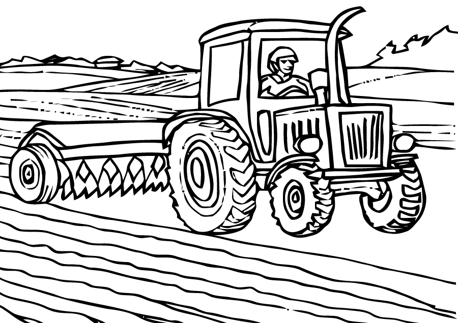 Tracteur Traktor Plowing Remorque Plow Farming Coloringhome | The Best ...