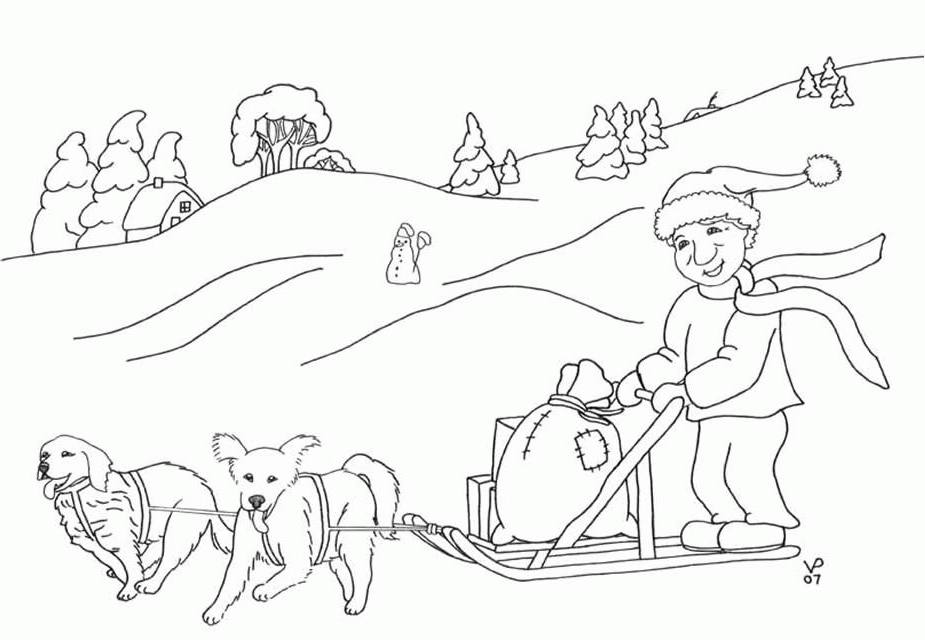 Dibujo para colorear: Trineo de Perros (Transporte) #142729 - Dibujos para Colorear e Imprimir Gratis