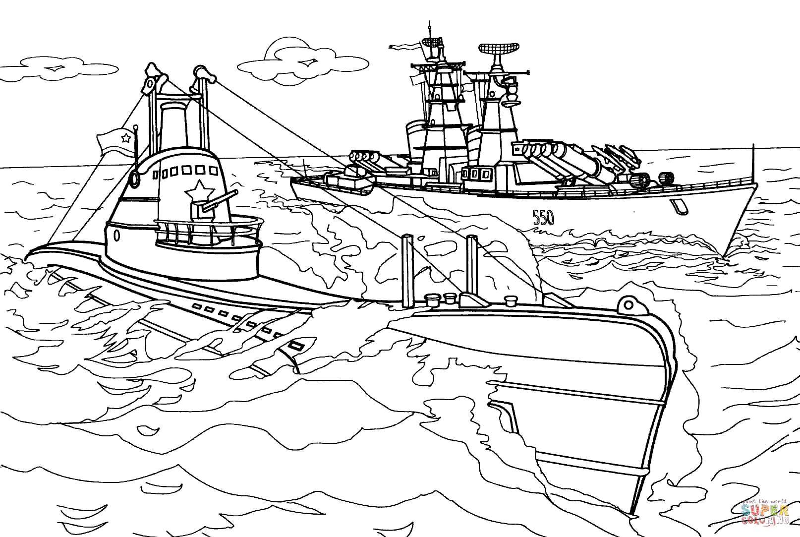 Dibujo para colorear: Warship (Transporte) #138629 - Dibujos para Colorear e Imprimir Gratis