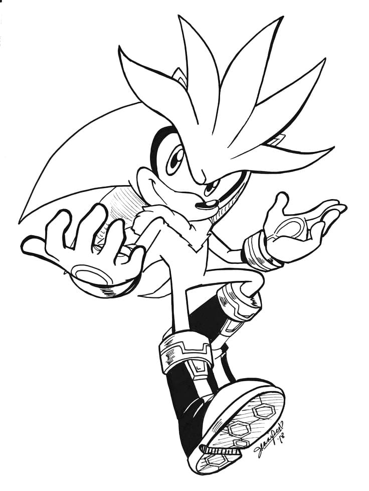 Dibujo gratuito Sonic de plata #221543 de la coleccion Videojuegos para imprimir