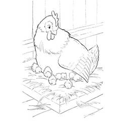 Dibujo para colorear: Gallina y Pollito (Animales) #193197 - Dibujos para Colorear e Imprimir Gratis