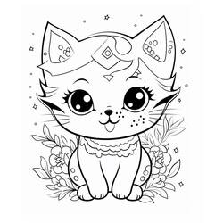 Dibujo para colorear: Gato Kawaii (Animales) #216289 - Dibujos para Colorear e Imprimir Gratis