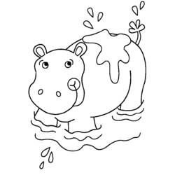 Dibujo para colorear: Hipopótamo (Animales) #8613 - Dibujos para Colorear e Imprimir Gratis