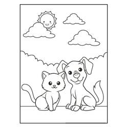 Dibujo Perro y Gato (Animales) #211015 para imprimir y colorear