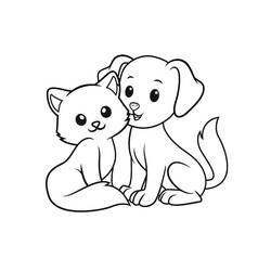 Dibujo Perro y Gato (Animales) #211024 para imprimir y colorear