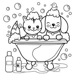 Dibujo Perro y Gato (Animales) #211038 para imprimir y colorear
