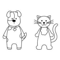 Dibujo Perro y Gato (Animales) #211044 para imprimir y colorear