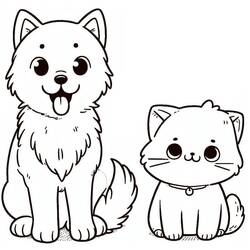 Dibujo Perro y Gato (Animales) #211049 para imprimir y colorear