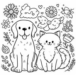 Dibujo Perro y Gato (Animales) #211054 para imprimir y colorear