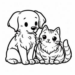 Dibujo Perro y Gato (Animales) #211066 para imprimir y colorear