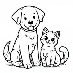 Dibujo Perro y Gato (Animales) #211080 para imprimir y colorear