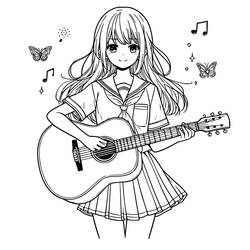 Dibujo para colorear: Chica Manga (Anime y Manga) #213389 - Dibujos para Colorear e Imprimir Gratis