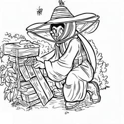 Dibujos para colorear: Apicultor - Dibujos para Colorear e Imprimir Gratis