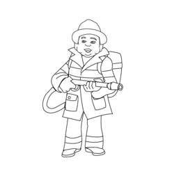 Dibujo para colorear: Bombero (Carreras y Profesiones) #105579 - Dibujos para Colorear e Imprimir Gratis