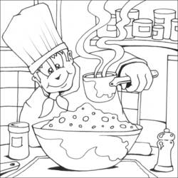 Dibujo para colorear: Cocinero (Carreras y Profesiones) #91779 - Dibujos para Colorear e Imprimir Gratis