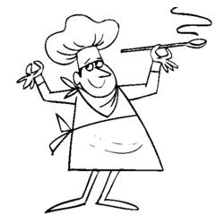 Dibujo para colorear: Cocinero (Carreras y Profesiones) #91784 - Dibujos para Colorear e Imprimir Gratis