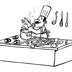 Dibujo para colorear: Cocinero (Carreras y Profesiones) #91798 - Dibujos para Colorear e Imprimir Gratis