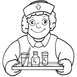 Dibujo para colorear: Enfermera (Carreras y Profesiones) #170391 - Dibujos para Colorear e Imprimir Gratis