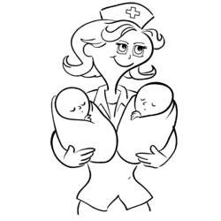 Dibujo para colorear: Enfermera (Carreras y Profesiones) #170397 - Dibujos para Colorear e Imprimir Gratis