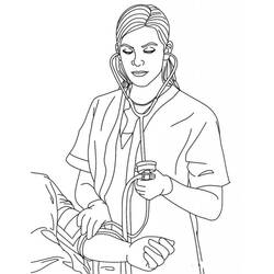 Dibujo para colorear: Enfermera (Carreras y Profesiones) #170400 - Dibujos para Colorear e Imprimir Gratis