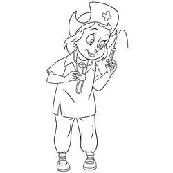 Dibujo para colorear: Enfermera (Carreras y Profesiones) #170401 - Dibujos para Colorear e Imprimir Gratis