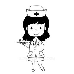 Dibujo para colorear: Enfermera (Carreras y Profesiones) #170420 - Dibujos para Colorear e Imprimir Gratis