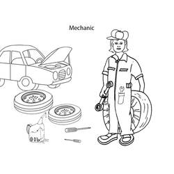 Dibujo para colorear: Mecánico (Carreras y Profesiones) #205747 - Dibujos para Colorear e Imprimir Gratis