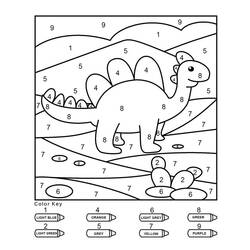 Dibujo para colorear: Dinosaurios Colorear por Números (Colorear por Números) #177970 - Dibujos para Colorear e Imprimir Gratis