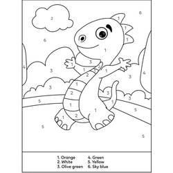 Dibujo para colorear: Dinosaurios Colorear por Números (Colorear por Números) #177973 - Dibujos para Colorear e Imprimir Gratis