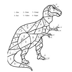 Dibujo para colorear: Dinosaurios Colorear por Números (Colorear por Números) #177975 - Dibujos para Colorear e Imprimir Gratis