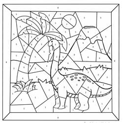 Dibujo para colorear: Dinosaurios Colorear por Números (Colorear por Números) #177978 - Dibujos para Colorear e Imprimir Gratis